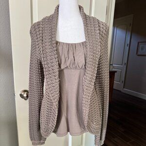 INC Taupe Knit Cardigan, Size Medium